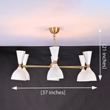Mid-Century Modern Diabolo Style Chandelier – 6 Arms, 12 Lights | Custom Finish & Size | Dual Light Direction - 32233