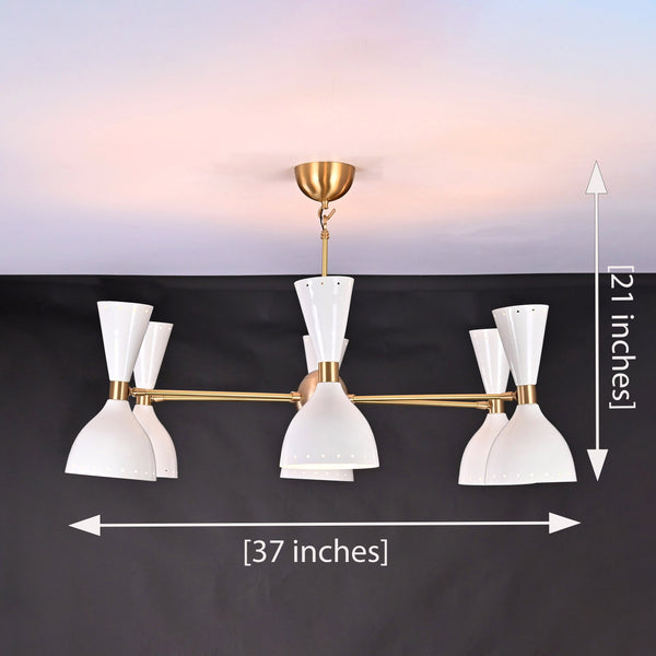 6 Arms Diabolo Style Brass Chandelier 37" Wide - 32233