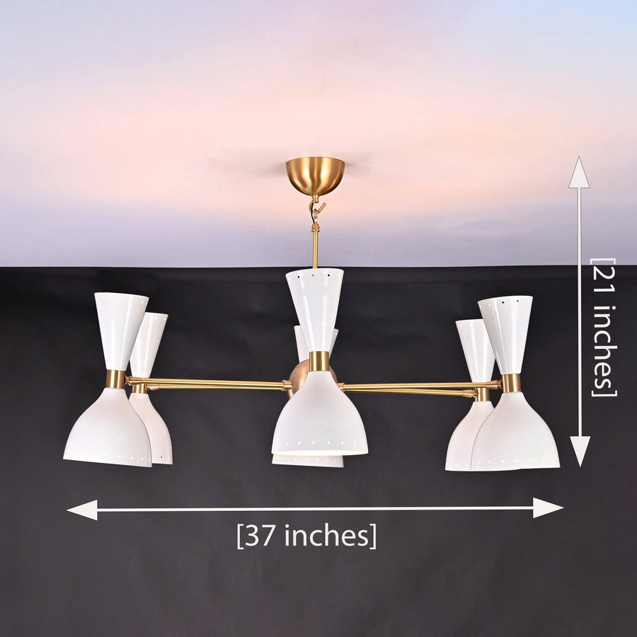 Mid-Century Modern Diabolo Style Chandelier – 6 Arms, 12 Lights | Custom Finish & Size | Dual Light Direction - 32233