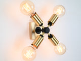 Customizable Mid-Century Modern Brass Wall Sconce | Geometric 4-Light Fixture for Bold Interiors - 32509