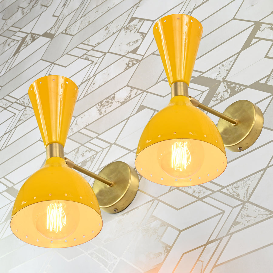 Mid-Century Diabolo Style Wall Sconce | Customizable Handcrafted Lighting Fixture for Modern Interiors - 32581