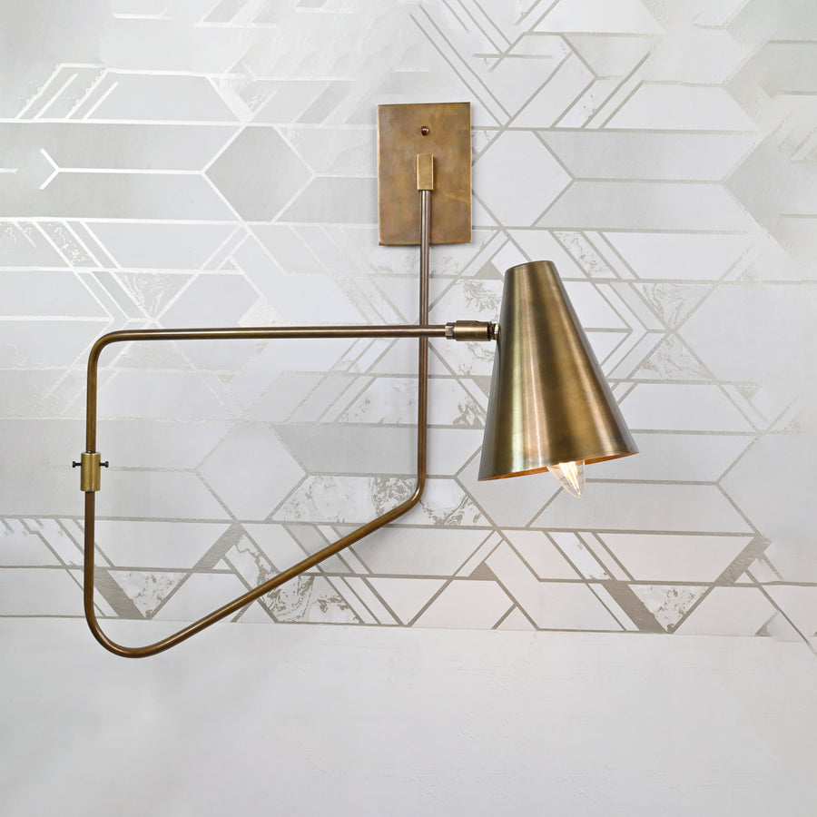 Mid-Century Swing Arm Wall Sconce with Cone Shade | Customizable Adjustable Modern Light Fixture
 - 32582