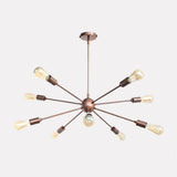 Warm Brass Bare Bulb Sputnik Chandelier – Industrial Mid-Century Modern Ceiling Pendant Light - 32140