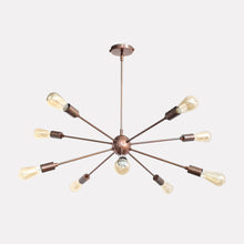 Warm Brass Bare Bulb Sputnik Chandelier – Industrial Mid-Century Modern Ceiling Pendant Light - 32140