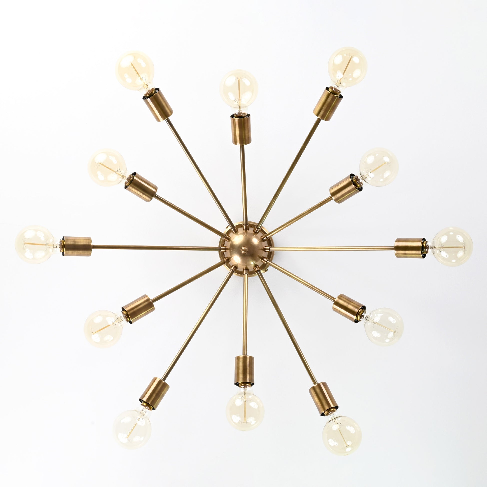 12 Arms Brass Sputnik Chandelier 30" Wide - 32152