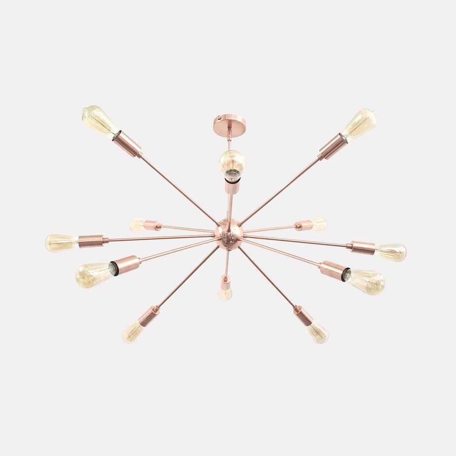 Customizable Rose Gold Sputnik Chandelier – Mid-Century Modern Industrial Pendant with Exposed Edison Bulbs - 32139