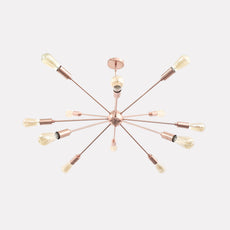 Sputnik Chandelier Shinny Copper Finish, Hanging Ceiling Lamp, Mid Century Style Chandelier Made of Full Brass 12 Lights/arms