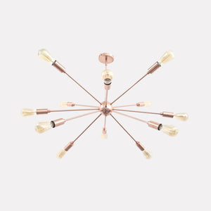 Sputnik Chandelier Shinny Copper Finish, Hanging Ceiling Lamp, Mid Century Style Chandelier Made of Full Brass 12 Lights/arms