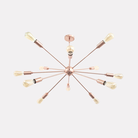 Customizable Rose Gold Sputnik Chandelier – Mid-Century Modern Industrial Pendant with Exposed Edison Bulbs - 32139