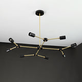 Modern 12-Light Black & Brass Geometric Chandelier – Art-Deco Inspired Ceiling Fixture - 32168