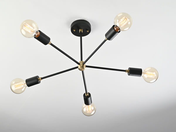 5 Arms Sputnik Chandelier 22" Wide - 32177