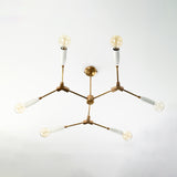 Contemporary 8-Light Brass Chandelier with White Holders – Double-Arm Ceiling Fixture with Globe Bulbs - 32164
