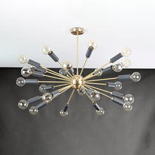 Vintage 12-Light Brass Sputnik Chandelier – Retro Ceiling Fixture with Exposed Filament Bulbs - 32160