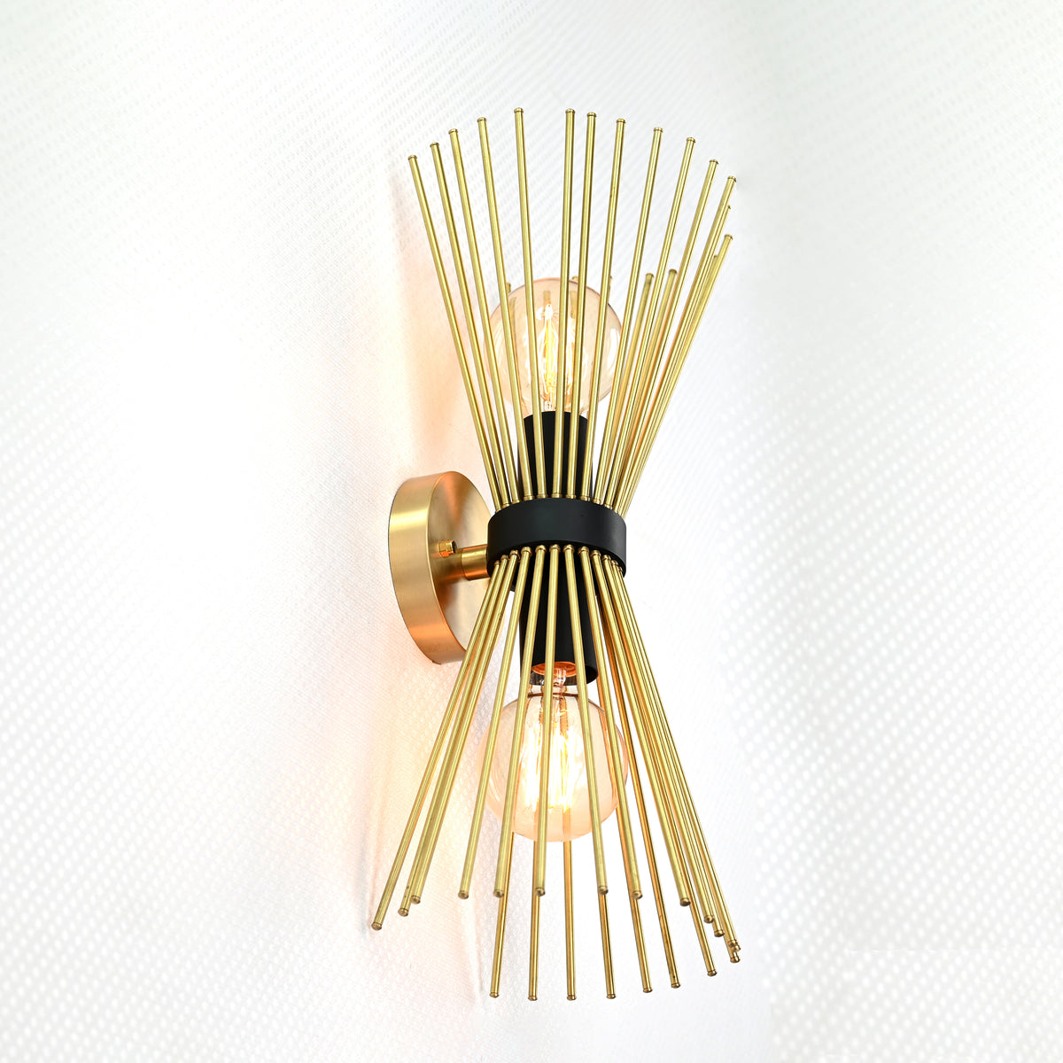 Mid-Century Modern Starburst Brass Wall Sconce | 18" Customizable Handcrafted Light Fixture - 32576