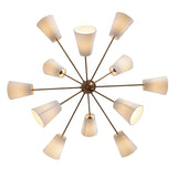 Top view of 12 Linen Shade Brass Chandelier displaying radial arm arrangement and linen shades – modern home ceiling fixture