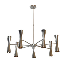 14-Light Double Cone Brass Chandelier | Mid-Century Modern Ceiling Light by Brass Leaf Studio