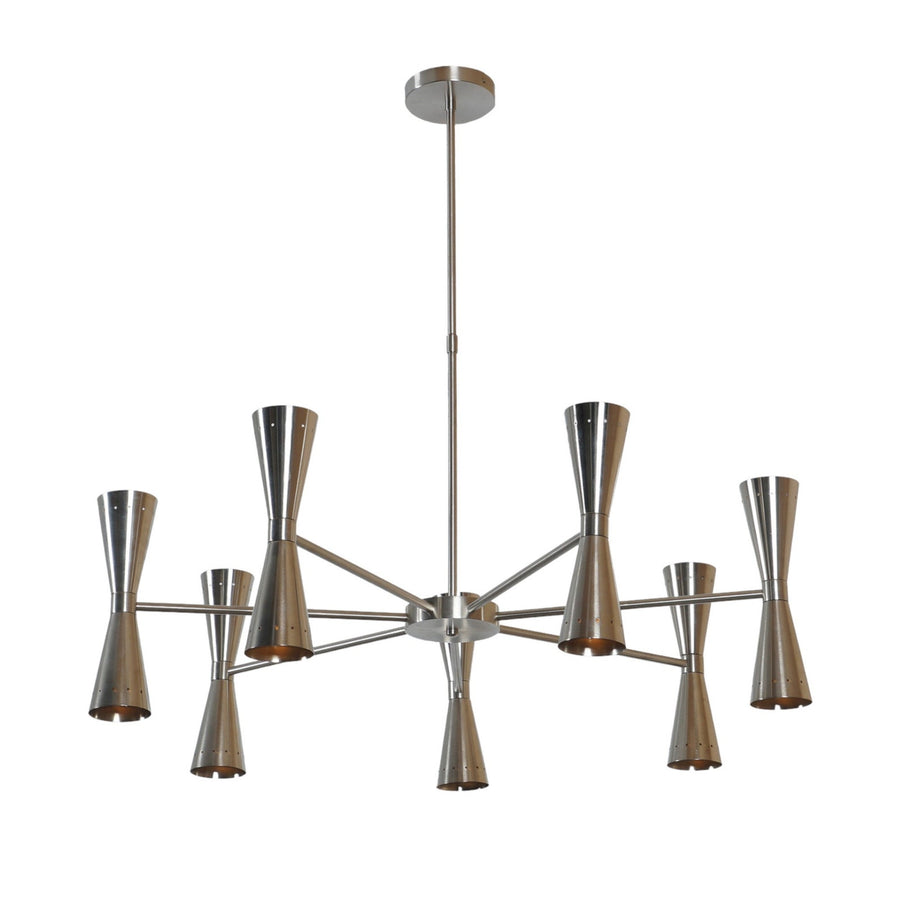 14-Light Double Cone Brass Chandelier | Mid-Century Modern Ceiling Light by Brass Leaf Studio