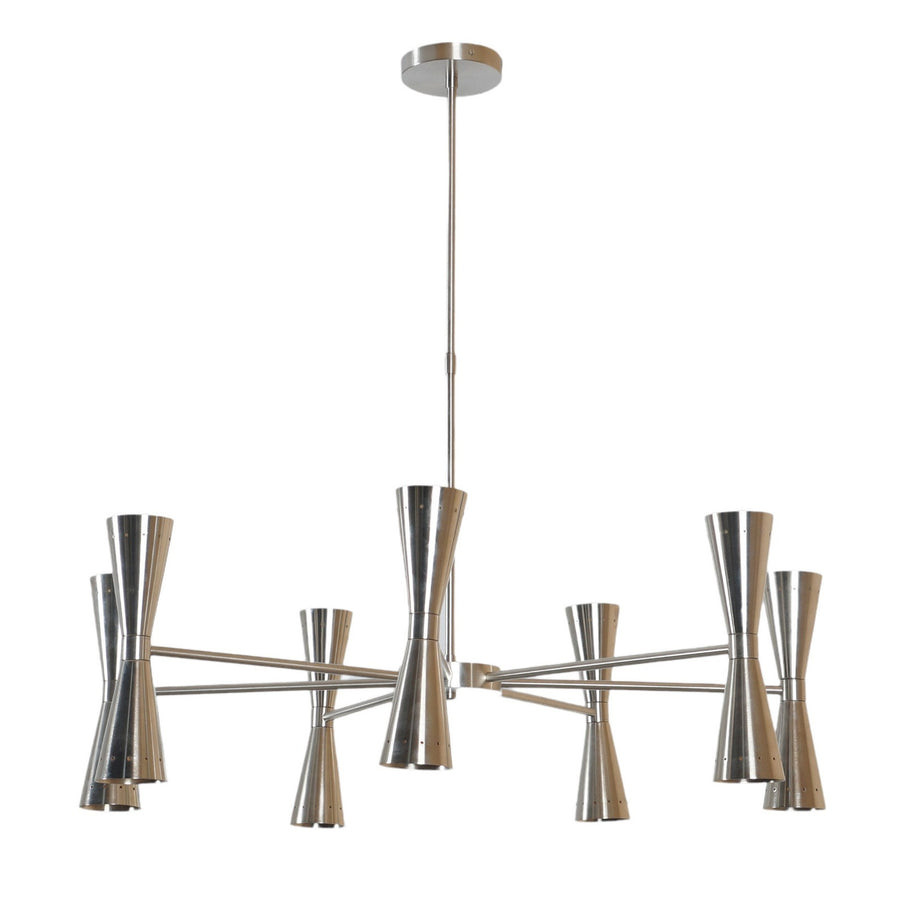 14-Light Double Cone Brass Chandelier | Mid-Century Modern Ceiling Light by Brass Leaf Studio