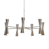 Mid-Century 14-Light Brass Chandelier | Sculptural Double Cone Lighting Fixture by Brass Leaf Studio