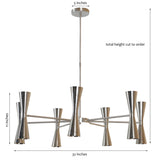 14-Light Brass Double Cone Chandelier Dimensions | Custom Handmade Mid-Century Ceiling Fixture