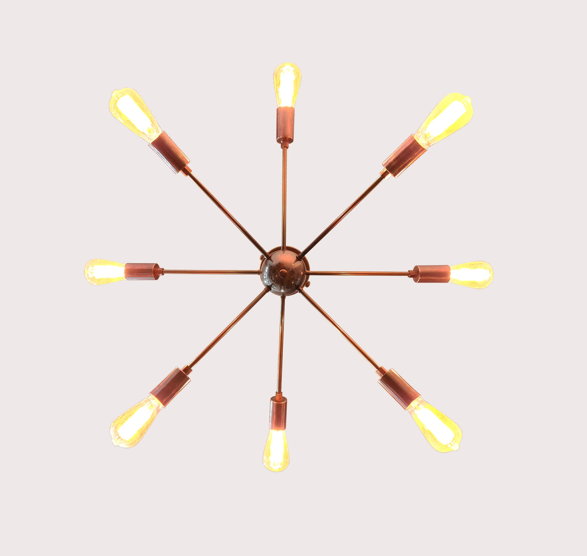 Retro 8-Light Bronze Sputnik Chandelier – Industrial Mid-Century Modern Pendant Ceiling Light with Exposed Filament Bulbs - 32147