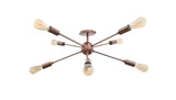 Retro 8-Light Bronze Sputnik Chandelier – Industrial Mid-Century Modern Pendant Ceiling Light with Exposed Filament Bulbs - 32147