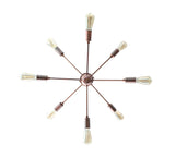 Retro 8-Light Bronze Sputnik Chandelier – Industrial Mid-Century Modern Pendant Ceiling Light with Exposed Filament Bulbs - 32147