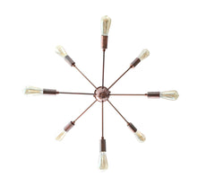 Retro 8-Light Bronze Sputnik Chandelier – Industrial Mid-Century Modern Pendant Ceiling Light with Exposed Filament Bulbs - 32147
