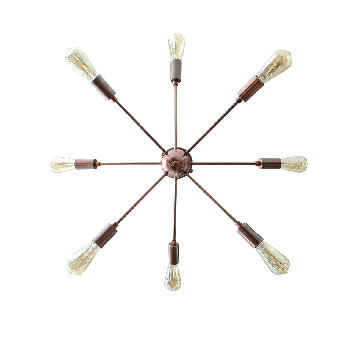 Retro 8-Light Bronze Sputnik Chandelier – Industrial Mid-Century Modern Pendant Ceiling Light with Exposed Filament Bulbs - 32147
