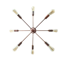 Retro 8-Light Bronze Sputnik Chandelier – Industrial Mid-Century Modern Pendant Ceiling Light with Exposed Filament Bulbs - 32147