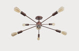 Retro 8-Light Bronze Sputnik Chandelier – Industrial Mid-Century Modern Pendant Ceiling Light with Exposed Filament Bulbs - 32147