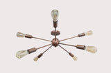 Retro 8-Light Bronze Sputnik Chandelier – Industrial Mid-Century Modern Pendant Ceiling Light with Exposed Filament Bulbs - 32147