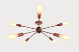 Retro 8-Light Bronze Sputnik Chandelier – Industrial Mid-Century Modern Pendant Ceiling Light with Exposed Filament Bulbs - 32147