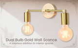 Contemporary Brass Twin Light Wall Sconce | Customizable Minimal Design Fixture for Modern Spaces - 32531