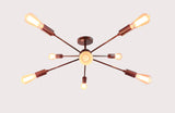 Retro 8-Light Bronze Sputnik Chandelier – Industrial Mid-Century Modern Pendant Ceiling Light with Exposed Filament Bulbs - 32147