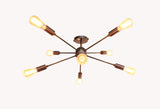 Retro 8-Light Bronze Sputnik Chandelier – Industrial Mid-Century Modern Pendant Ceiling Light with Exposed Filament Bulbs - 32147
