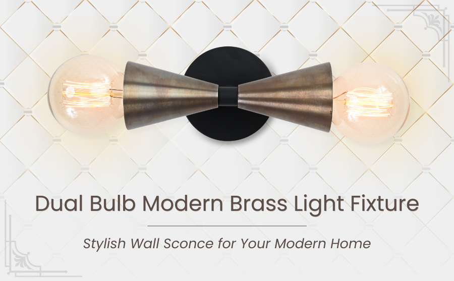 Customizable Industrial Brass Wall Sconce | Modern Double Cone Design Light Fixture - 32504