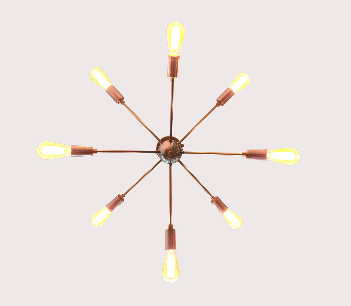 Retro 8-Light Bronze Sputnik Chandelier – Industrial Mid-Century Modern Pendant Ceiling Light with Exposed Filament Bulbs - 32147