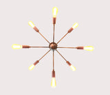 Retro 8-Light Bronze Sputnik Chandelier – Industrial Mid-Century Modern Pendant Ceiling Light with Exposed Filament Bulbs - 32147