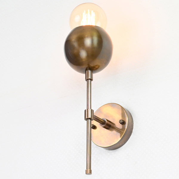 Single Light Brass Wall Sconce 12" Long - 32526