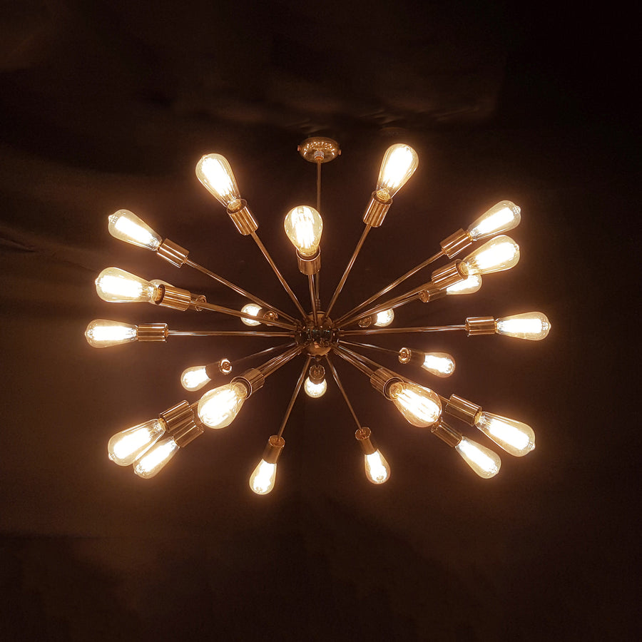 Brass Leaf Studio Brass Sputnik Chandelier, Shinny Brass Ceiling Hanging Lamp, Modern Pendant Lamp Made of Full Brass 24 arms/Lights