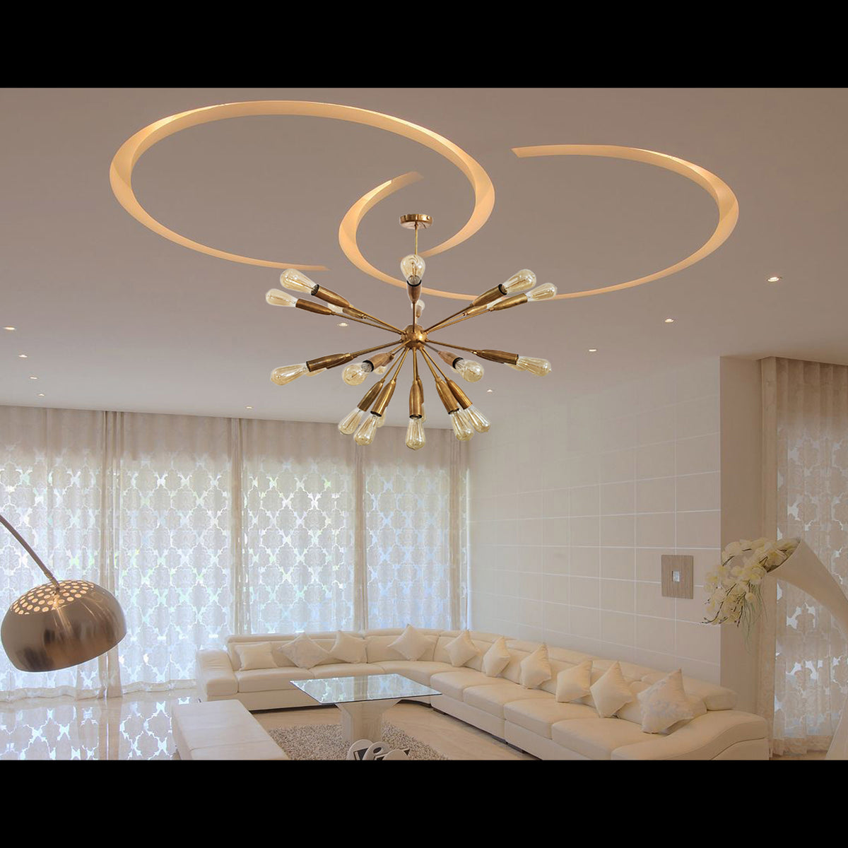 Mid Century Modern Sputnik Chandelier | Custom Brass Light Fixture Industrial Retro Ceiling Light | Modern Pendant Lighting - 32125