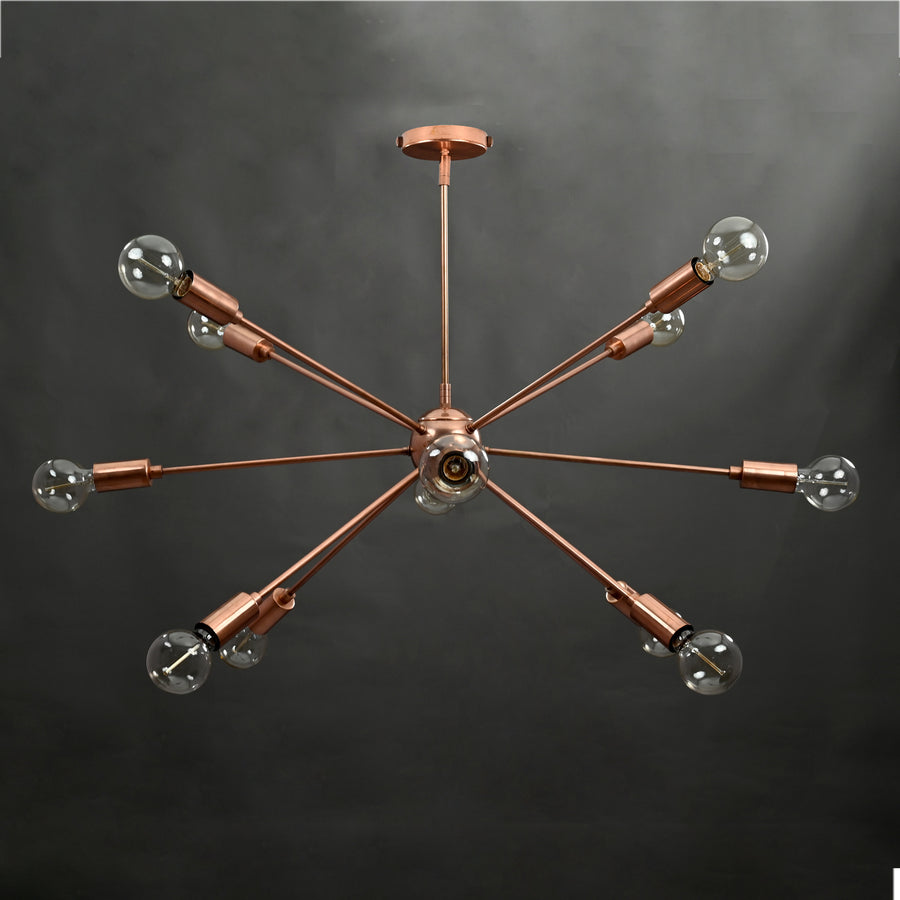 Classic 6-Light Black Sputnik Chandelier – Minimalist Ceiling Fixture with Frosted Bulbs - 32159