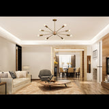 Vintage 8-Light Aged Brass Sputnik Chandelier – Industrial Ceiling Light Fixture - 32161