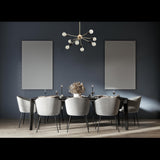 Mid-Century 8-Light Brass & Black Sputnik Chandelier – Modern Minimalist Ceiling Light - 32163