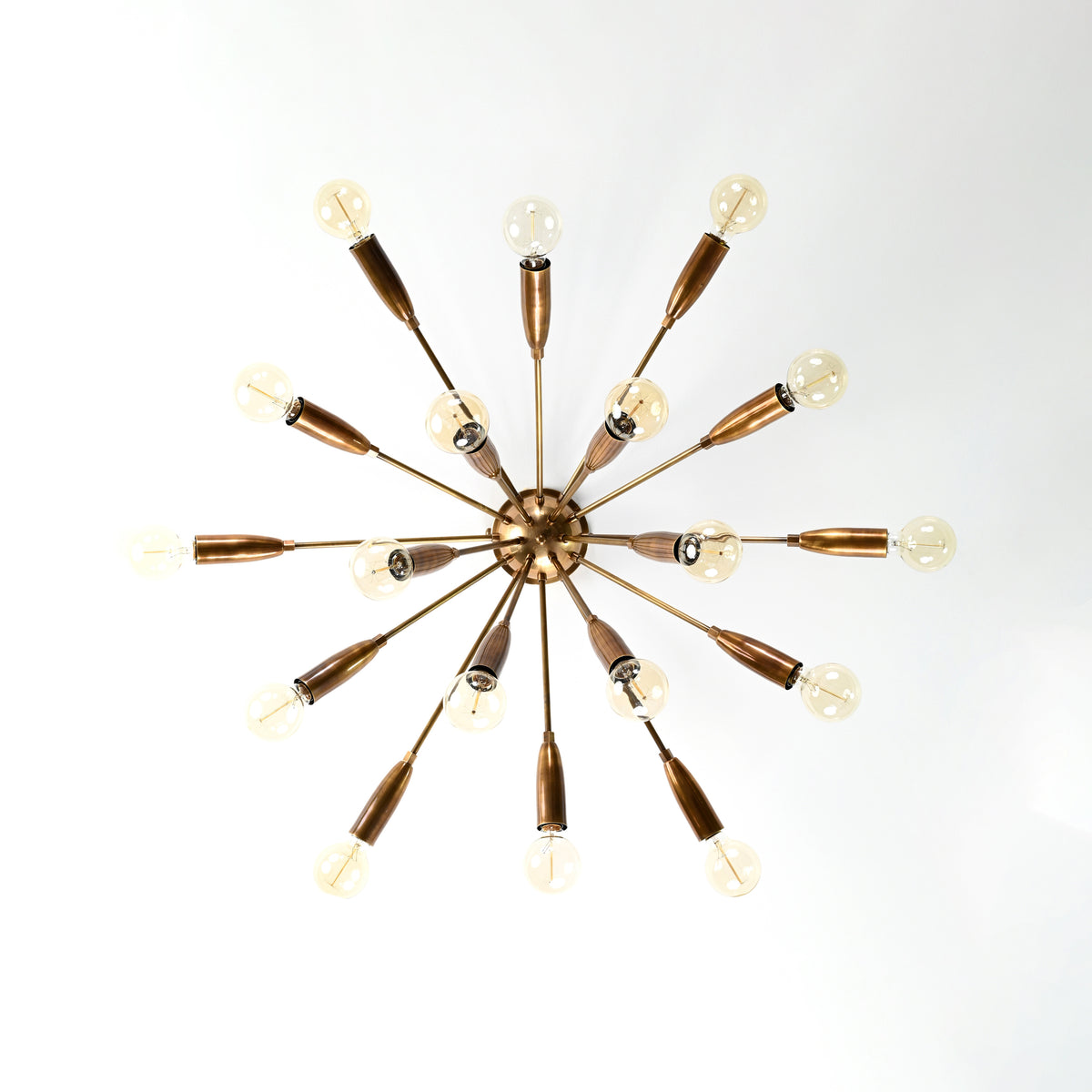 Lux 16-Light Brass Sputnik Chandelier – Mid-Century Modern Starburst Ceiling Fixture - 32165