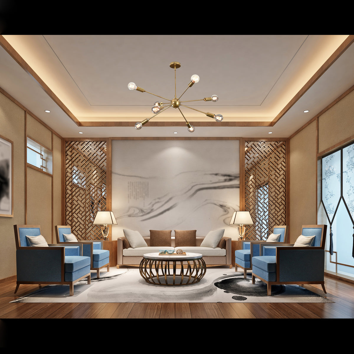 Vintage 8-Light Brass Sputnik Chandelier – Industrial Ceiling Fixture with Exposed Edison Bulbs - 32167