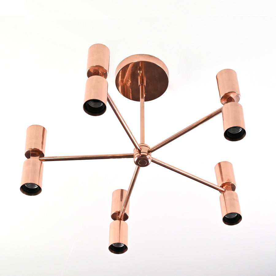 Elegant 6-Light Rose Gold Sputnik Chandelier – Glam Ceiling Fixture with Dual Arm Design
 - 32179