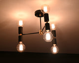 Industrial 6-Light Black & Brass Y-Arm Chandelier – Vintage Ceiling Fixture with Edison Bulbs - 32181