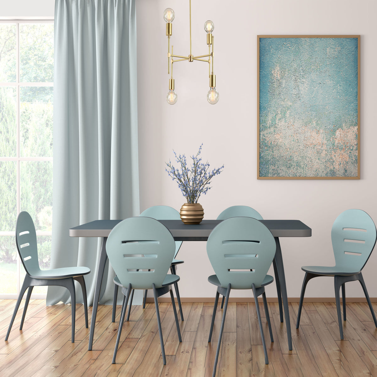 Elegant 6-Light Brass Sputnik Chandelier – Asymmetrical Modern Fixture with Edison Globe Bulbs - 32182